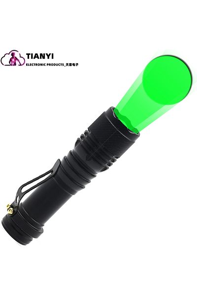 Activefire Aa Zoom Black Green Light High Power Red, Green, Blue, White Led Flashlight - Powerful Three-mode Li
