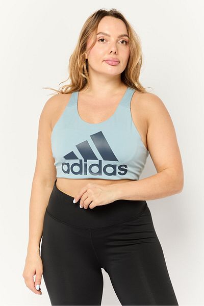 adidas Women Brand Logo Lightly Padded Training Sports Bra, Slate Blue