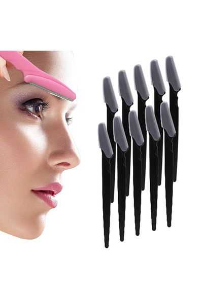 Choice 10pcs Black 10/40Pcs Eyebrow Trimmer Face Blade Shaver Portable Eye Brow Epilation Hair Removal Safe