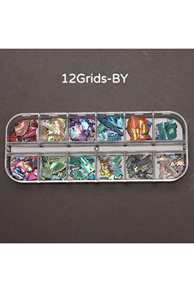 Choice 12 شبكة من رقائق صدفية الأذن اللامعة، مكونة من 12 شبكة، لتزيين فن الأظ...