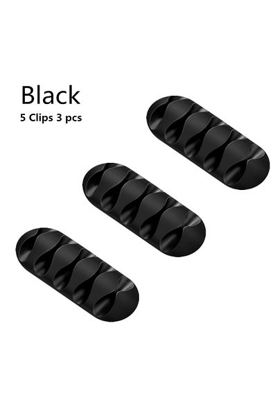 Choice 5 clips - 3Pieces Silicone USB Cable Organizer USB Charging Cable Winder Desktop Tidy Management Cli
