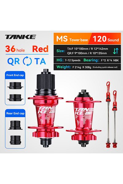 TANKE 36h Red Ms Ta-qr 120 Click Hub 6 Bearing Mtb Hub Front Rear 28 32 36 Holes Disc Brake Mountain