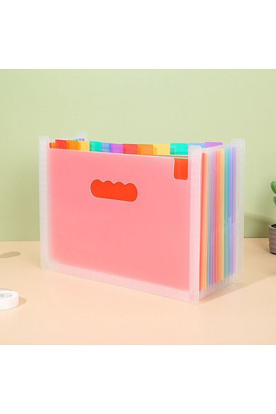 Choice Pink Expanding File Folder 12 Pockets A4 Size Filing Folder Organizer Large Capacity Portable Accord