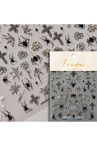 Choice1 MS469 قطعة واحدة من ملصقات الأظافر على شكل شبكة عنكبوتية خماسية الأبع...