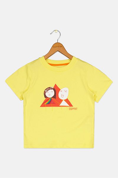 Esprit Toddlers Girl Short Sleeves Graphic Print T-shirts, Yellow