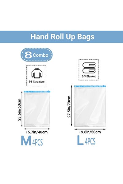 Choice عرض في الصورة 8 مجموعة (4M 4L) 8 أكياس ضغط قابلة للطي وأكياس تخزين مفر...