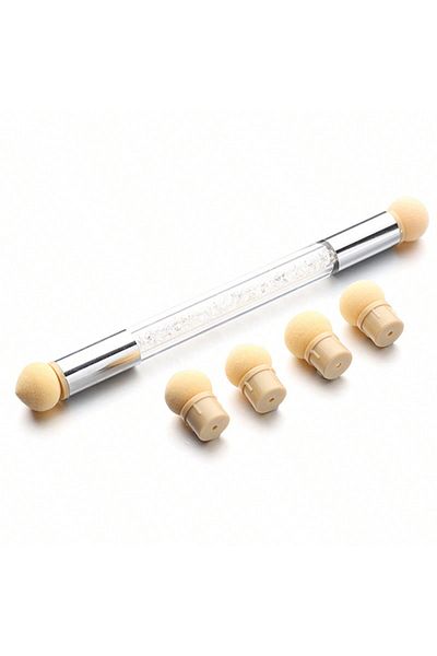 FUMOSIK 01 Double-ended Gradient Shading Pen Dotting Brush Head Sponge Rhinestone Handle Nail Art Painting T