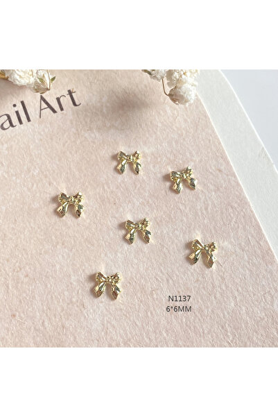 Choice 10 قطع - N1137 10 قطع/مجموعة من زينة أظافر على شكل فيونكة ذهبية وفضية ...