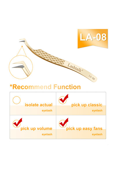 Choice1 ملقط رموش Lashtalk Precision Fiber Tip Tweezer من LA-08، وصلات رموش م...
