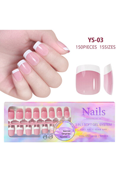 Choice1 03 150 قطعة أظافر صناعية بيضاء عارية تحتاج إلى غراء لاصق لامع اضغط عل...