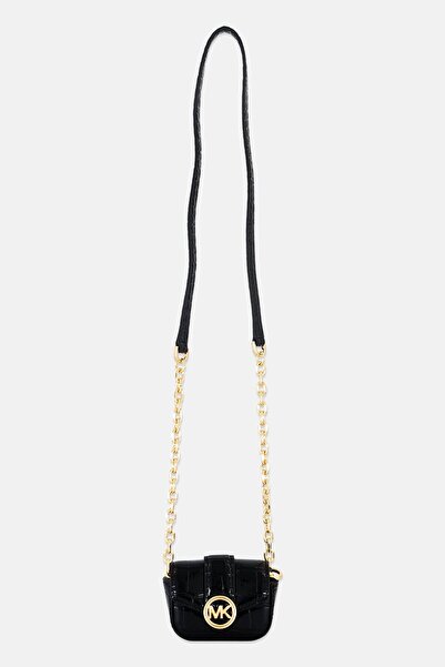 Michael Kors Leather Croc Embossed AirPods Pro Case With Strap, Black