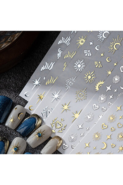 Choice1 5 قطع jo2438 ملصقات أظافر ذهبية فضية عشوائية بتصميم أشكال مختلطة ذاتي...