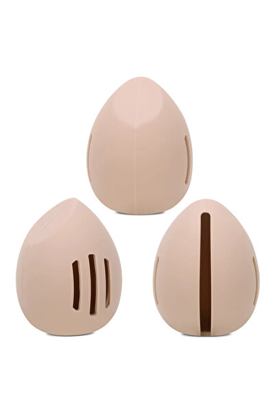 Choice1 B21-khaki-1PCS حامل إسفنجة مكياج واحد من السيليكون الصديق للبيئة متعدد الفتحات علبة تخزين بيضة التجميل Tr