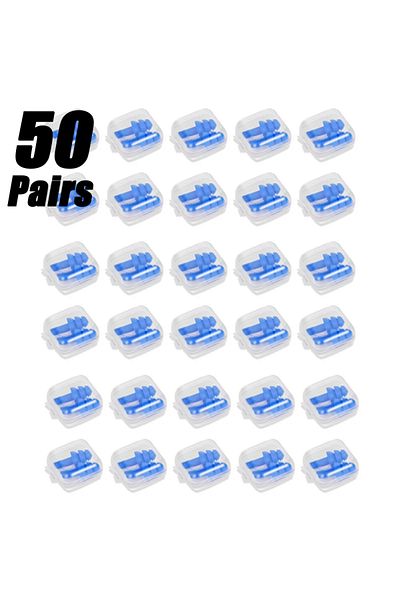 Choice Blue 50Pair Soft Silicone Earplugs Waterproof Swimming Ear Plugs Reusable Noise Reduction Sleeping E