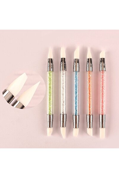 Choice 5 قطع من أقلام فن الأظافر، قلم نحت الزهور من السيليكون برأس مزدوج، عصا...