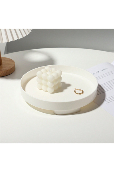 Choice صينية خشبية بيضاء قطعة واحدة لسطح المكتب، زينة مدخل الحمام، تخزين مستح...