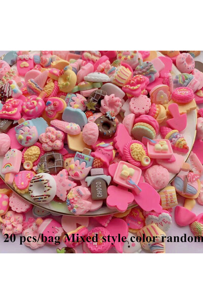 Choice 20 قطعة في كل كيس 20 قطعة/كيس من حلوى الراتينج المتنوعة والبسكويت والطعام وفن الأظافر وحافظة الهاتف ودبوس الشعر والثلاجة