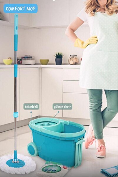 Jet's Home Comfort Mop Seti Tekerlekli Paspas Temizlik Seti Temizlik Kovası D...
