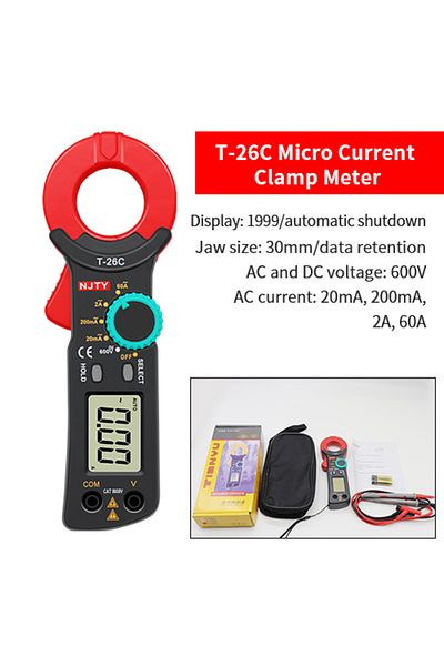 SNAKOL T-26C NJTY T-26C Digital Clamp Meter Professional Leakage Current Test 20mA~60A Leakage Detection pr