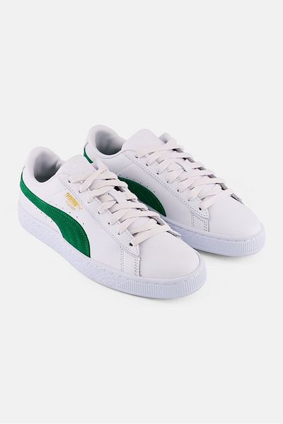 Puma Kids Boy Basket Classic 75Y Lace Up Outdoor Shoes, White/Green
