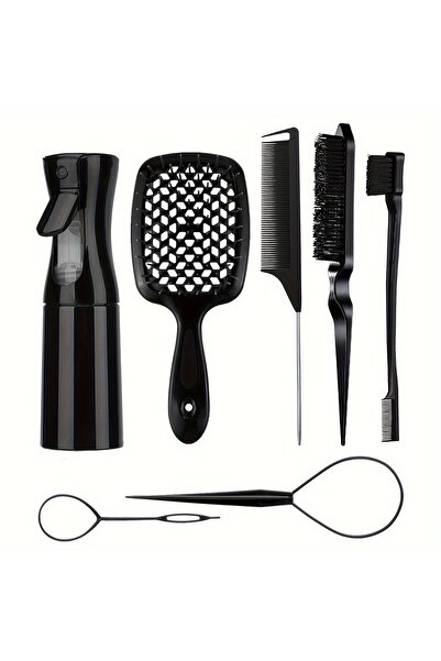 Choice مجموعة تصفيف الشعر باللون الأسود لجميع أنواع الشعر - مجموعة من 7 قطع م...