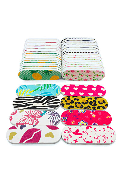 Choice1 مجموعة مبردات أظافر متعددة الاستخدامات، 50 قطعة، ألواح مزدوجة الجوانب، مبرد أظافر صغير، كتلة صنفرة ملونة، طلاء جل