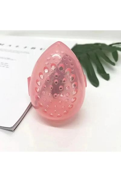 Choice Pink Empty Makeup Sponge Storage Box Plastic Egg Shaped Cosmetic Puff Organizer Rack Portable Makeup
