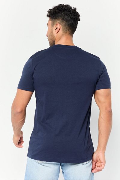 Lamborghini Men Crew Neck Short Sleeve Brand Logo T-Shirts, Navy Blue