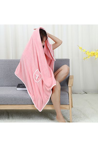 Choice1 other Pink Pocket Coral Velvet Shower Skirt Pure Cotton Thickened Strong Absorbent Pack Bath Towel C