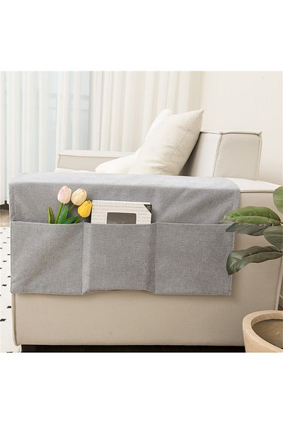 Choice 40 Gray Sofa Armrest Organizer Pouch Sofa Cover Side Pockets For Storage Home Hanging Organizer Maga