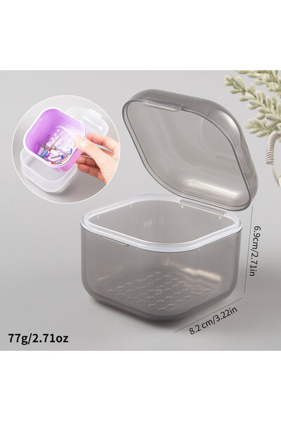 Choice4 gray Square Double-layer Filtering Nail Drill Bits Soaking Disinfection Box Nail Tools Storage Case