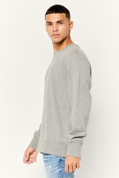 AMERICAN EAGLE Men Crew Neck Heather Long Sleeves Sweatshirt, Grey