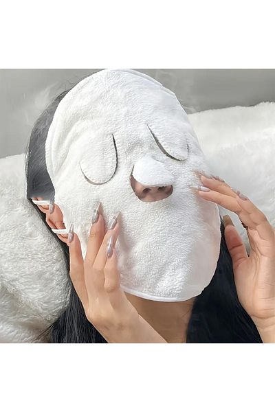 Choice Three holes Facial wrap, hot towel mask, reusable facial steamer for hot and cold skin care, moistur