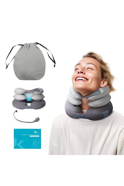 Choice GRAY Cervical Neck Traction Device - Inflatable Neck Stretcher Pillow for Instant Neck Decompression