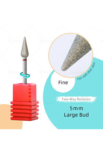 Choice رؤوس مثقاب أظافر Bud-F HYTOOS بطول 5 مم لتنظيف البشرة من الجلد الميت م...