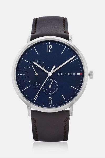 Tommy Hilfiger Men 1791508 Analog Leather Watch 40 Mm, Dark Brown
