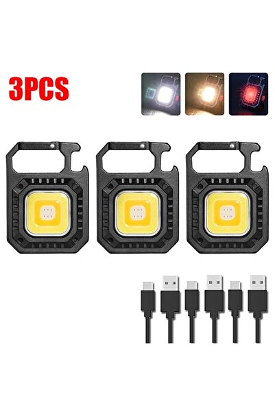 Choice 3PCS Multi-Functional Mini Portable Keychain Flashlight Waterproof Magnetic Strong Light USB Chargin