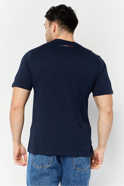 Lamborghini Men Crew Neck Short Sleeves Brand Logo T-Shirt, Navy