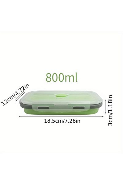Choice 800ml 1/4pcs Collapsible Silicone Food Storage Container Stackable Space Saving Lunch Box Microwavea