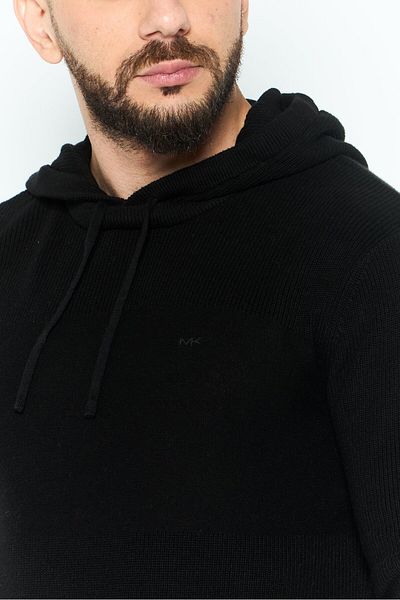 Michael Kors Men Hooded Embroidered Logo Sweater, Black