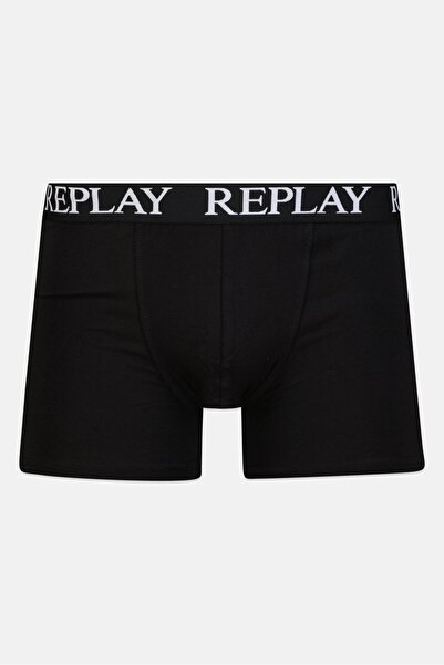 Replay Men 2 Pack Brand Logo Trunks, Black