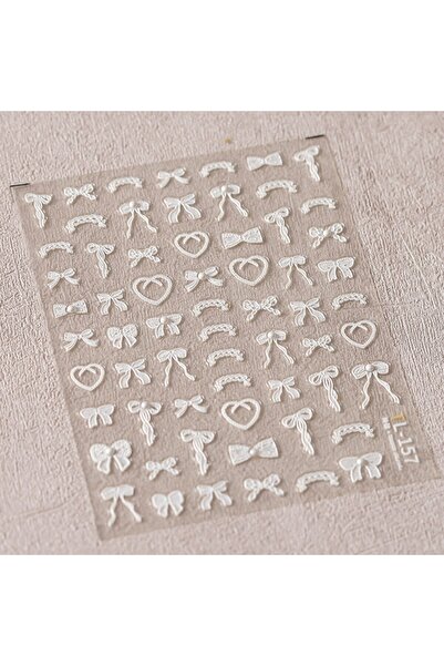 NAILFYOU 1 قطعة TL-157 1 قطعة 5D أبيض أسود فيونكة فيونكة ملصقات أظافر أحجار ا...