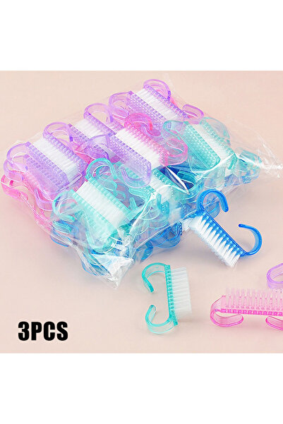 Choice 3 قطع 10/1 قطعة فرشاة أظافر بمقبض بلاستيكي فرشاة تنظيف فرك الأظافر مزيج الألوان منظف الغبار فن الأظافر