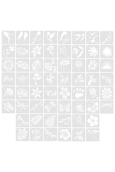 Choice 1 set 60pcs Painting Stencils on Wood Canvas Reusable Stencil DIY Art Assorted Drawing Templates Dec