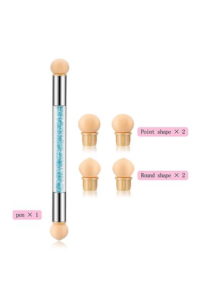 Choice Blue Round Sharp Head Sponge Heads Replacement Nail Art Gel Polish Color Gradient Blooming Brush Gli