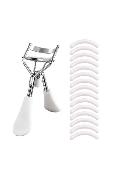 Choice White Portable Eyelash Curler With 15 Silicone Pads And Stainless Steel Eyelash Curler, Used For Eye