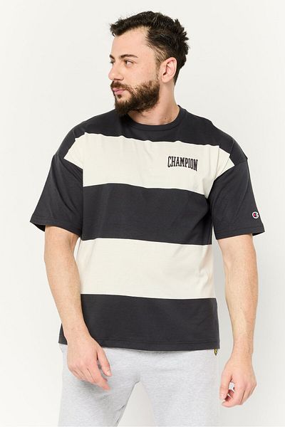 Champion Men Sportswear Fit Short Sleeves Outdoors T-Shirt, Dark Grey/White