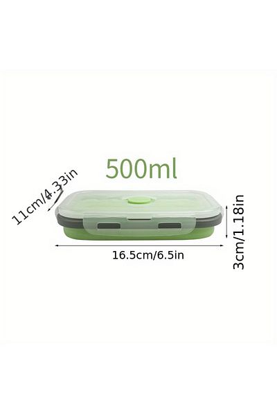 Choice 500ml 1/4pcs Collapsible Silicone Food Storage Container Stackable Space Saving Lunch Box Microwavea