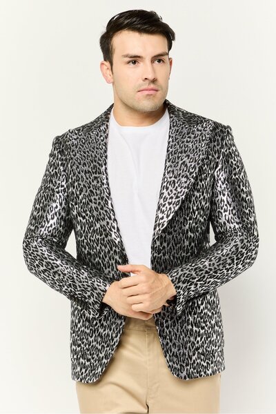 Michael Kors بليزر رجالي بقصّة عادية وطبعة حيوانية شبه رسمي، متعدد الألوان