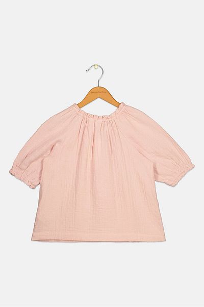 GAP Kids Girl Textured Short Sleeve Top, Light Pink